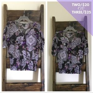 White House Black Market Sheer Purple Top